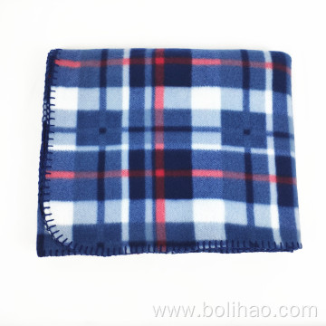 2021 hot sales customized printed plaid polyester bulk fleece blanket throws